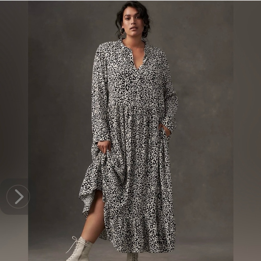 Anthropologie Lynda Maxi Dress Leopard Animal Print